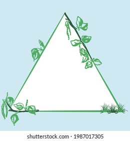 Colorfull Floral decorative Triangular frame made of birch branches and place for your text