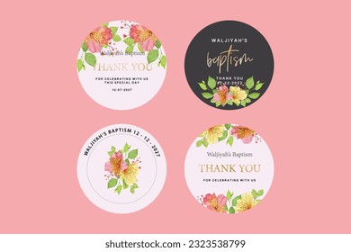colorfull floral and leaves label design