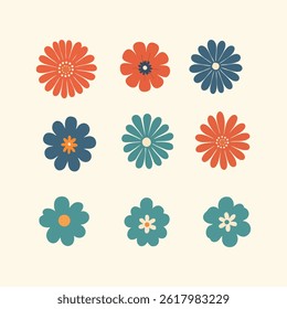 Colorfull flower illustration clip art pack