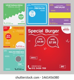 Colorfull food social media post design template