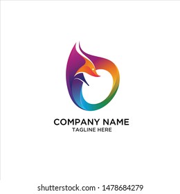 colorfull fox tech abstrac logo