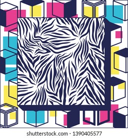colorfull frame with animal print pattern ninetys