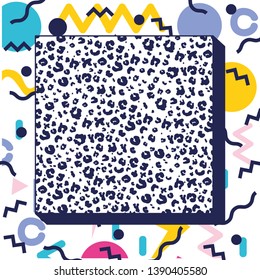colorfull frame with animal print pattern ninetys