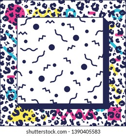 colorfull frame with animal print pattern ninetys