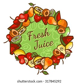 Colorfull fresh juice emblem, vector illustration for your design.