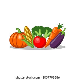 Colorfull Fresh Vegetables Vector Illustration Icon 