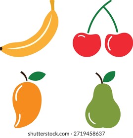 Colorido icono de fruta establece diseños
