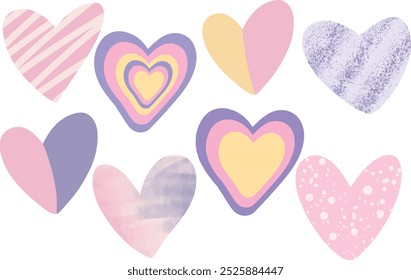 Colorfull Hand Drawn Heart Illustration Collection
