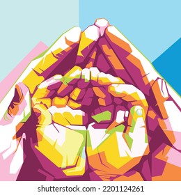 colorfull hands on abstract style