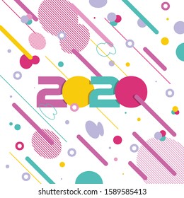 Colorfull Happy New Year 2020 Theme Design Template vector