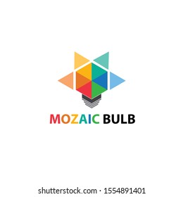 colorfull hexagonal mozaic bulb logo icon