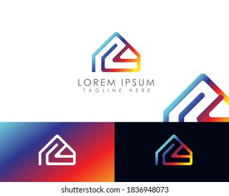 Colorfull Home Building Logo Sign And Icon Esign Mark Business Property Construction Architecture Technology Innovation City Town Modern Residential Agency Absract Roof For Real Estate Symbol