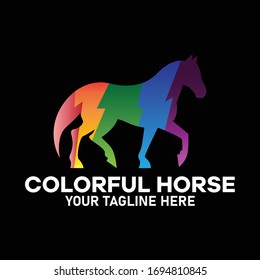 colorfull horse animal logo vector illustration