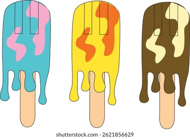 Colorfull Ice Cream Stick Vector Set Illustration