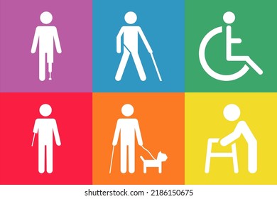 colorfull icon people with disability. vector eps