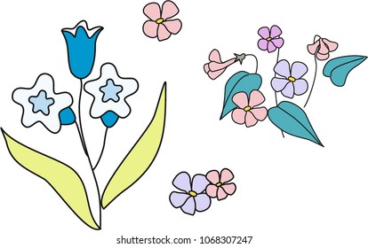 colorfull illustrations flowers