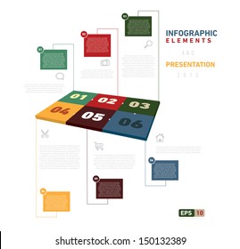 Colorfull Infographic Elements with six text box, and presentation.