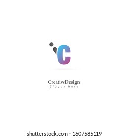 Colorfull Initial Letter I C Logo. Design Vector Logo Illustration Template