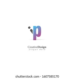 Colorfull Initial Letter I P Logo. Design Vector Logo Illustration Template