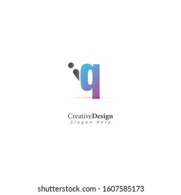 Colorfull Initial Letter I Q Logo. Design Vector Logo Illustration Template