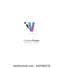 Colorfull Initial Letter I V Logo. Design Vector Logo Illustration Template
