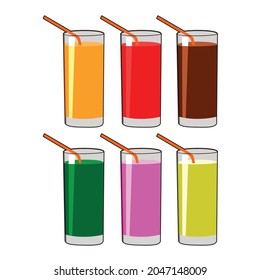 colorfull juice drink set vector design