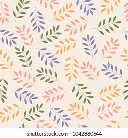 Colorfull leaves on background seamless pattern. Vector background.