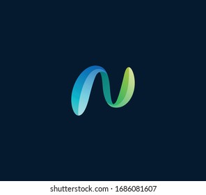 colorfull letter N logo design element 