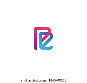 colorfull letter PE logo design template