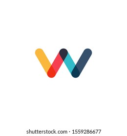 colorfull letter W logo design concept