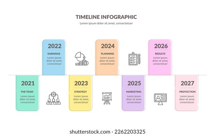 Colorfull linear flat timeline infographic