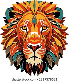 Colorfull Lion face Stunning Vector Shape_SS-009