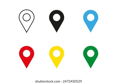 Colorfull location points set.Location icon set. Place position vector symbol. 