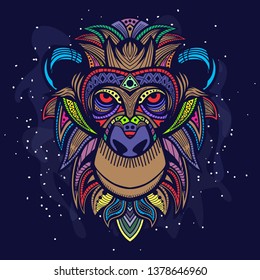 colorfull monkey face art