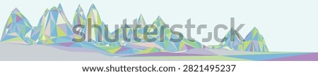 Colorfull mountains in low poly style. Polygonal iridescent pastel mountain ridges. Vector landscape background