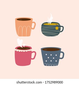 colorfull mug coffee chocolate tea cup four different color