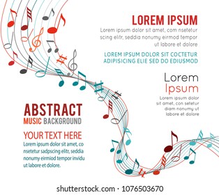 Colorfull music notes on a solide white background