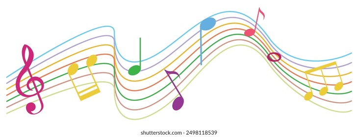 Colorfull music notes on a solide white background. eps 10