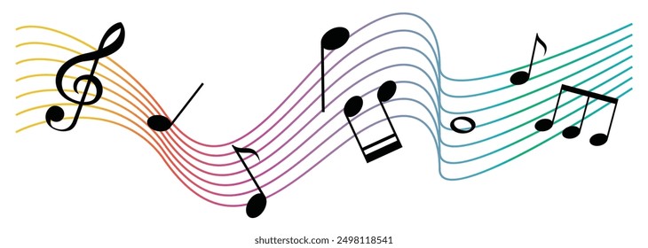 Colorfull music notes on a solide white background. eps 10