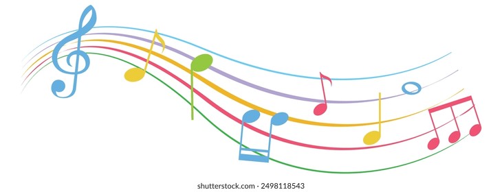 Colorfull music notes on a solide white background. eps 10