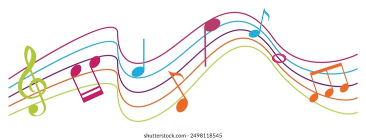 Colorfull music notes on a solide white background. eps 10