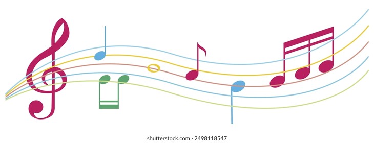 Colorfull music notes on a solide white background. eps 10