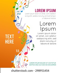 Colorfull music notes on a solide white background