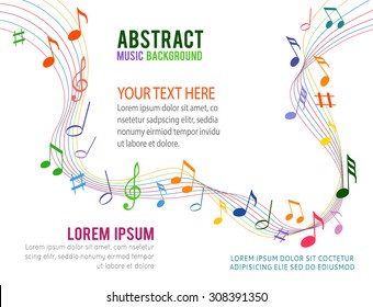 Colorfull music notes on a solide white background