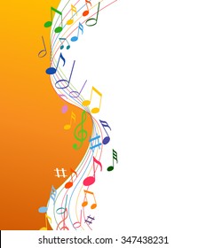 Colorfull music notes on a solide white background