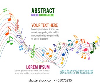 Colorfull music notes on a solide white background
