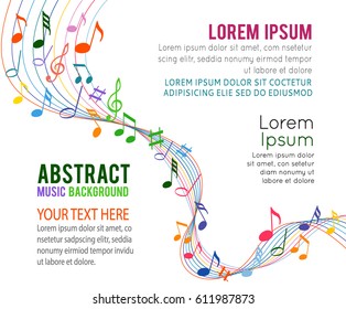 Colorfull music notes on a solide white background