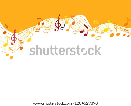 Colorfull music notes on a solide white background