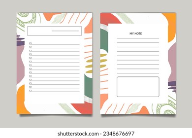 Colorfull notebook and schedule template