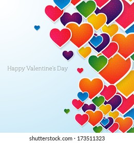 Colorfull paper hearts with place for text.Vector illustration for your deisgn